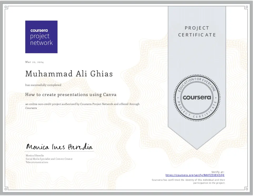 How to create presentations using Canva certificate
